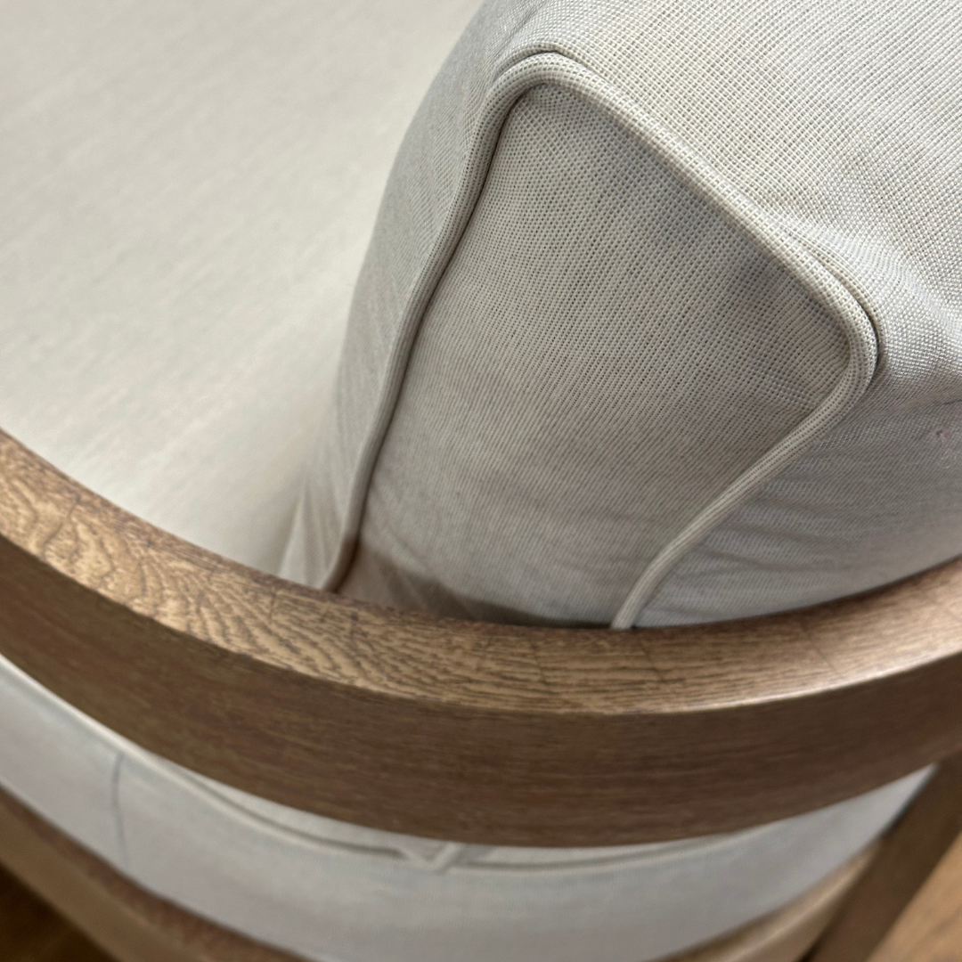 N3 Oak Three Seater Sofa Bone Canvas