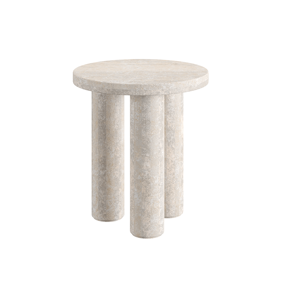 Aurelle White Travertine Side Table – 45cm - White filled travertine luxury side table image 2