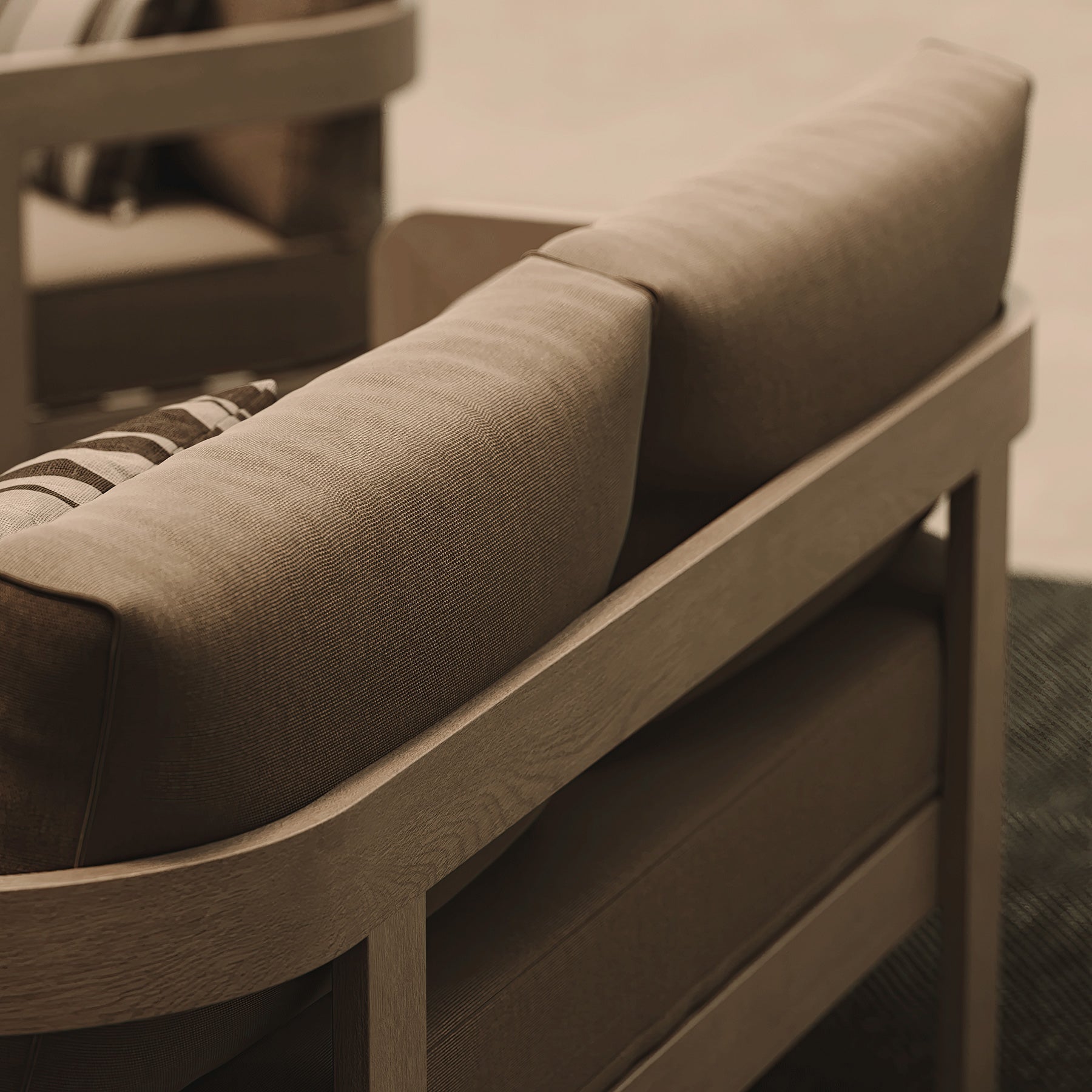 Avenna Oak-Effect Aluminium Outdoor Sofa - 3 Seat Wheat Canvas - 185cm outdoor lifestyle image 3
