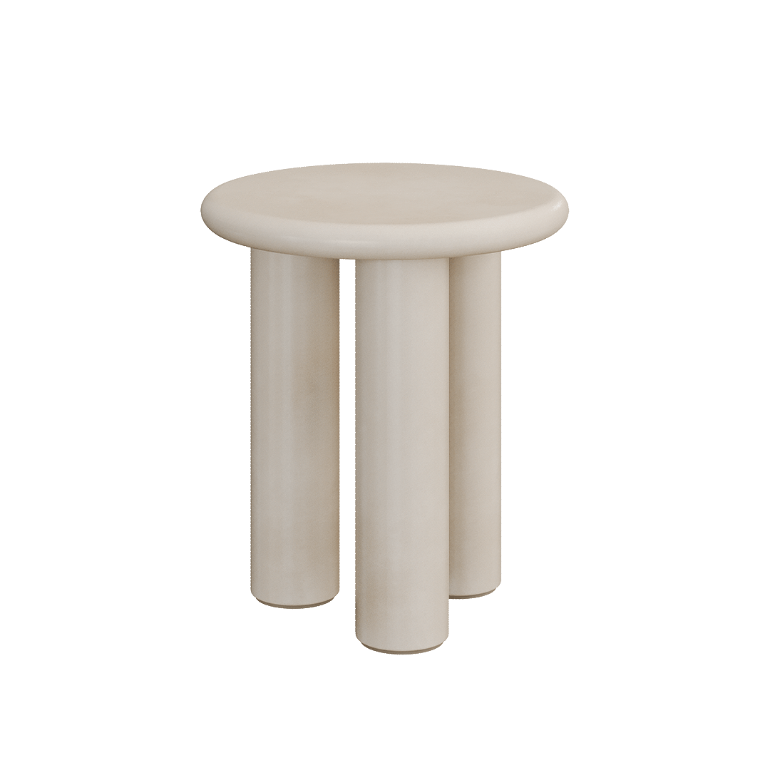 Elara Bone Microskin Side Table – 45cm - Bone microskin luxury side table image 2