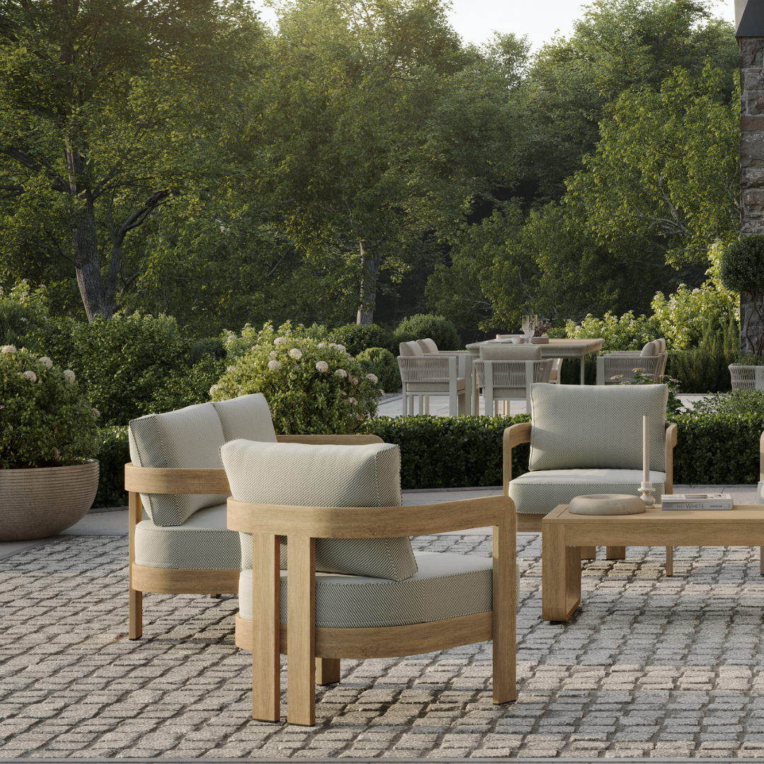 Lunara Oak-Effect Aluminium Outdoor Sofa - 3 Seat Sage Twill - 185cm outdoor lifestyle image 3