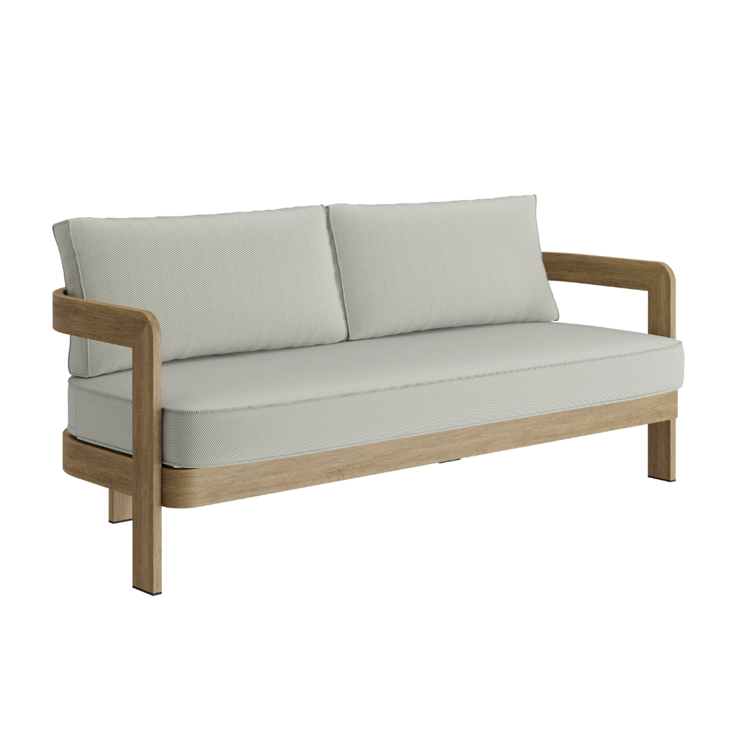 Lunara Oak-Effect Aluminium Outdoor Sofa - 3 Seat Sage Twill - 185cm outdoor lifestyle image 4