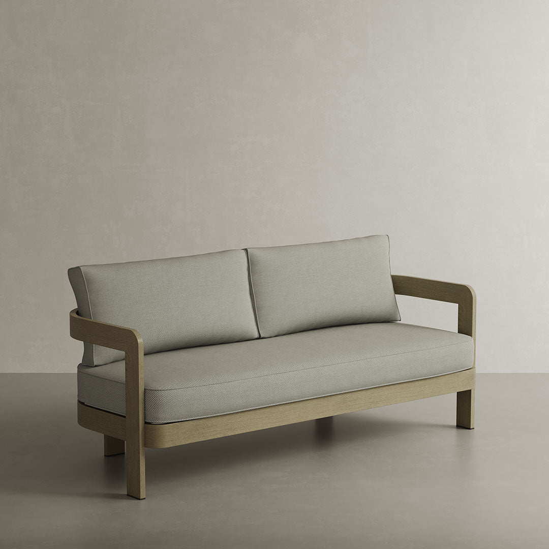 Lunara Oak-Effect Aluminium Outdoor Sofa - 3 Seat Sage Twill - 185cm outdoor lifestyle image 1