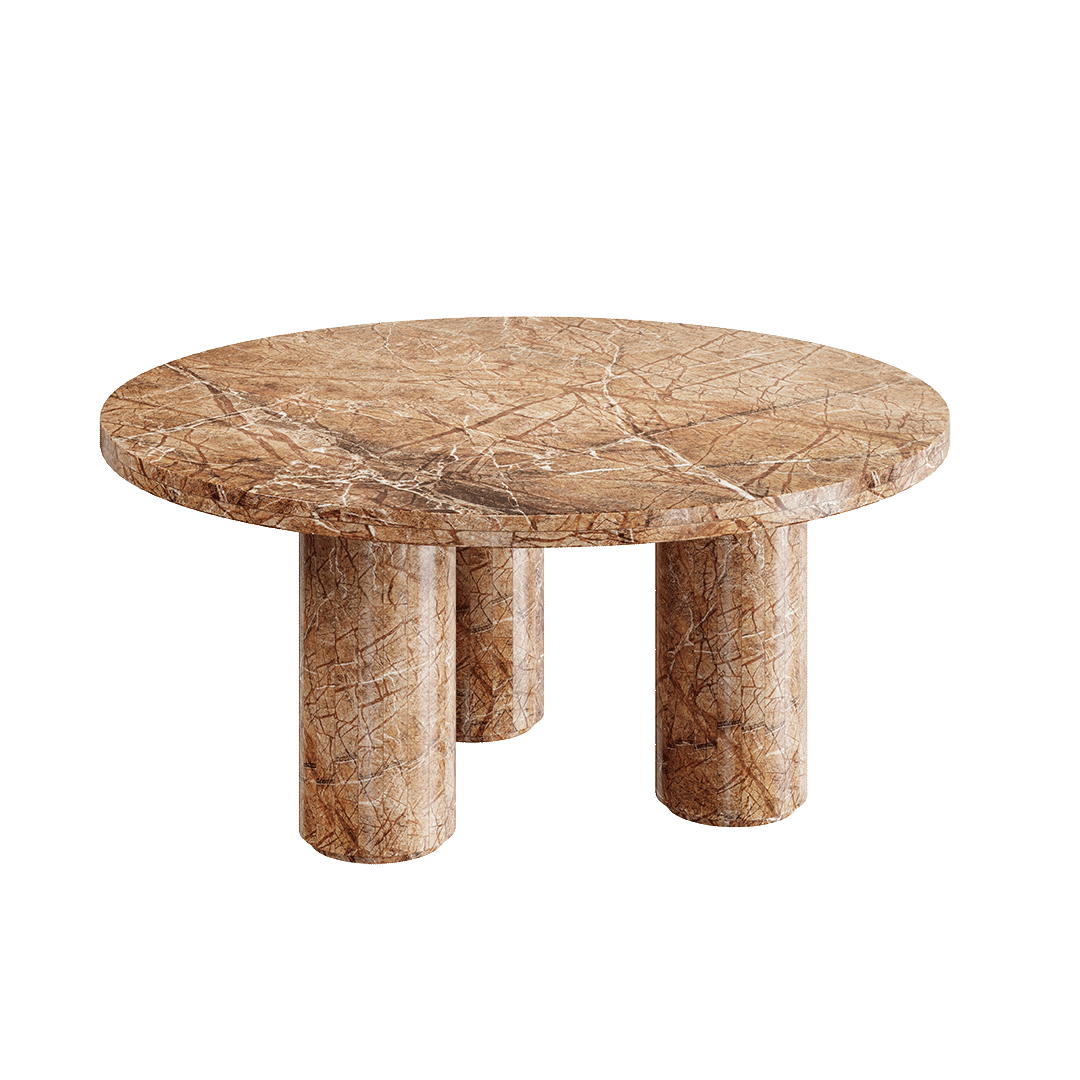 Marlowe Round Marble Coffee Table - Mocha - 90cm - Rainforest Brown marble garden table