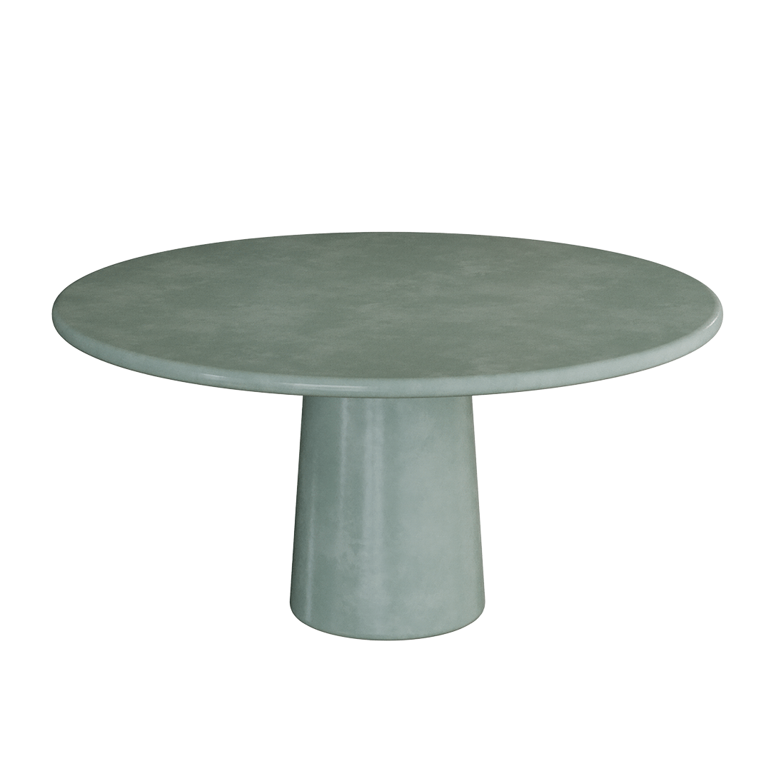 Mirelle moss green microskin 160cm round dining table view 2