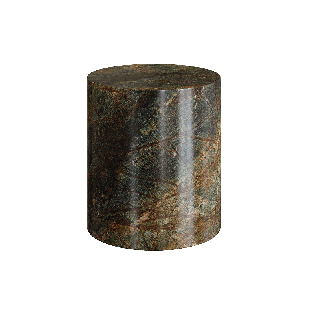 Montal Forest Green Marble Pedestal Side Table – 40cm - Forest green marble luxury side table image 2