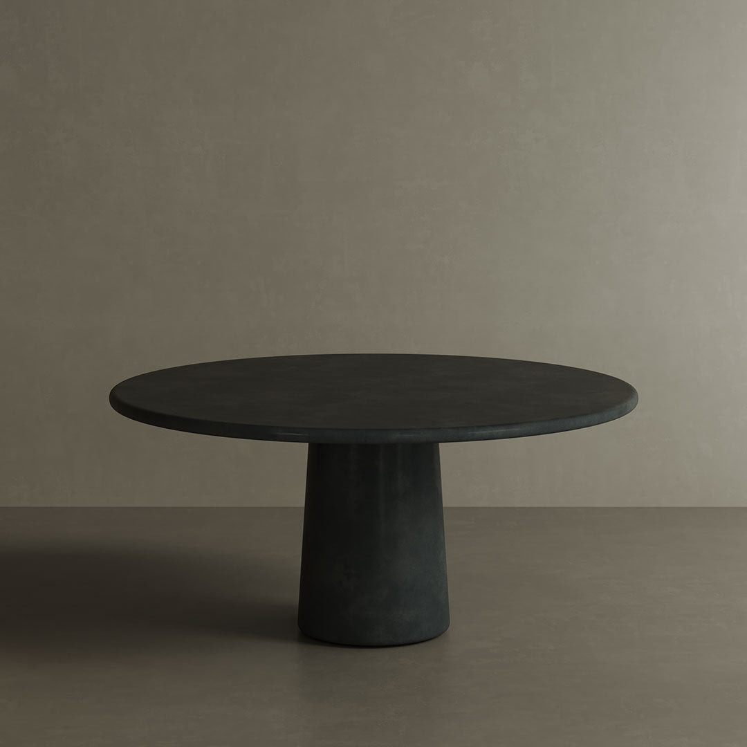 Nerava nero black microskin 160cm round dining table view 1