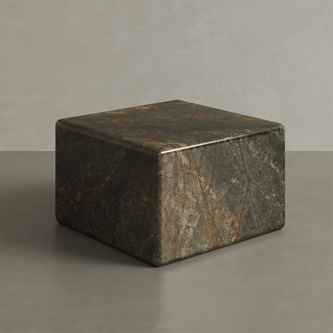 Neroli Marble Accent Table - Forest Green - 28/39/54cm - Forest Green marble garden table