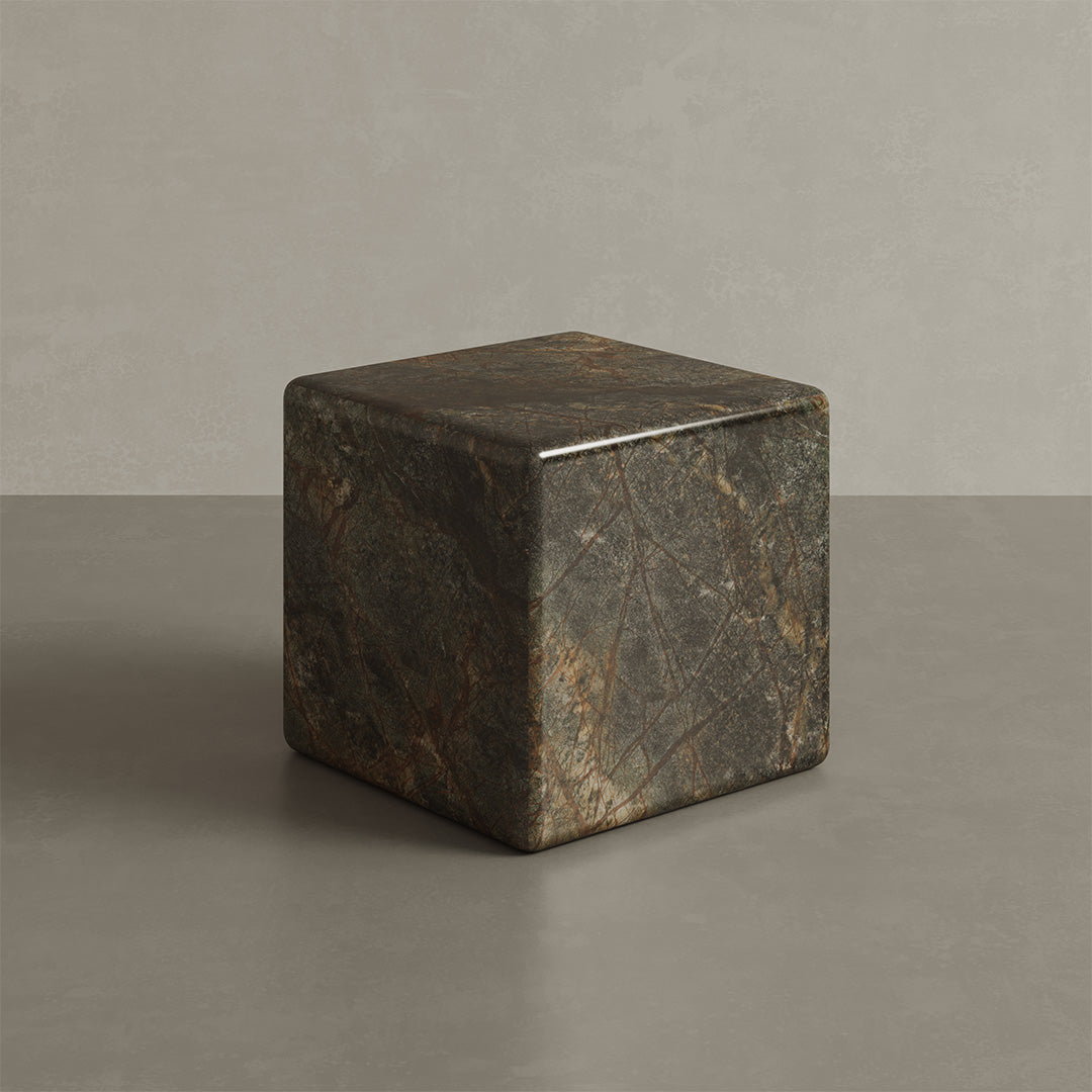 Neroli Marble Accent Table - Forest Green - 28/39/54cm - Forest Green marble garden table