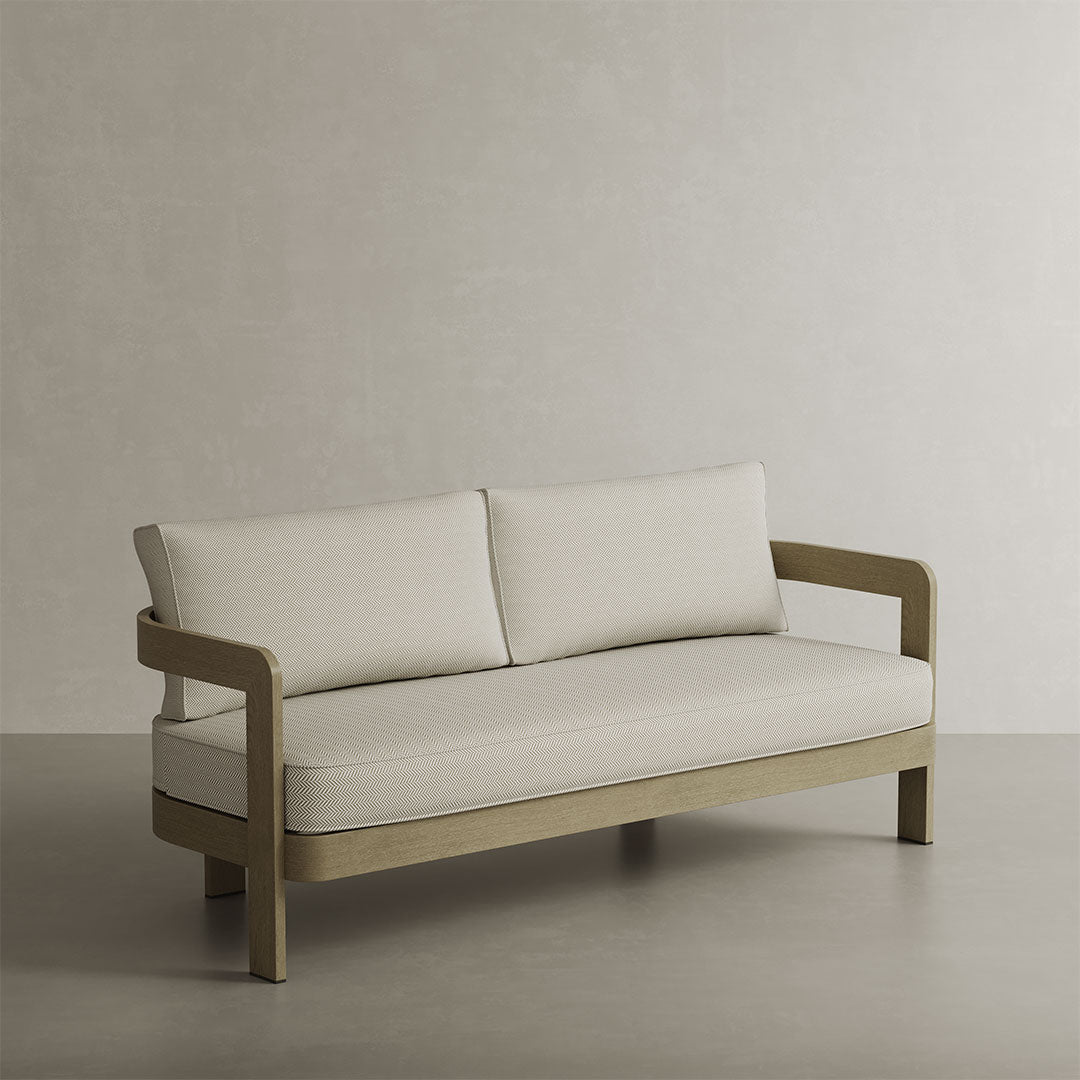 Pearla Oak-Effect Aluminium Outdoor Sofa - 3 Seat Pearl Herringbone - 185cm outdoor lifestyle image 1