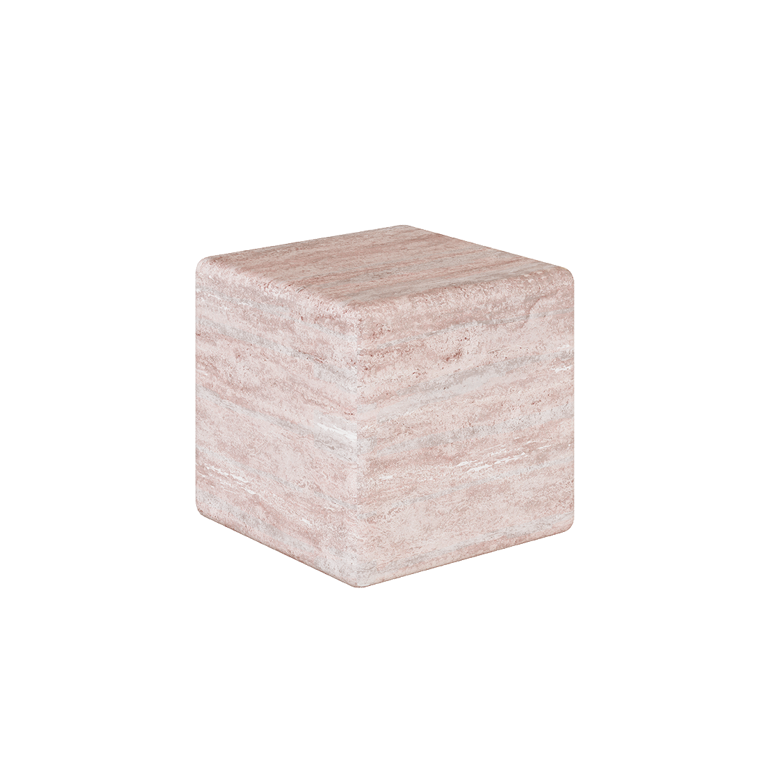 Ravello Travertine Accent Table - Red - 28/39/54cm - Red travertine garden table