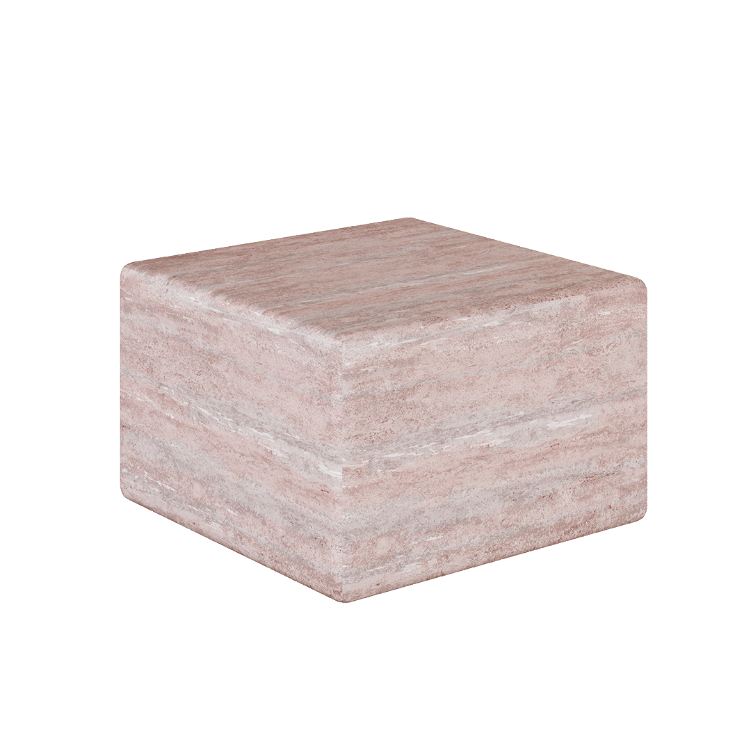 Ravello Travertine Accent Table - Red - 28/39/54cm - Red travertine garden table