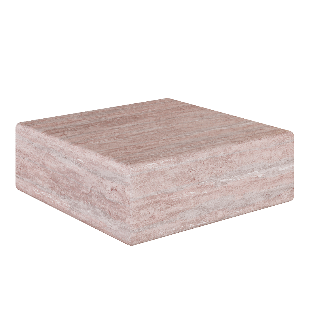 Ravello Travertine Accent Table - Red - 28/39/54cm - Red travertine garden table