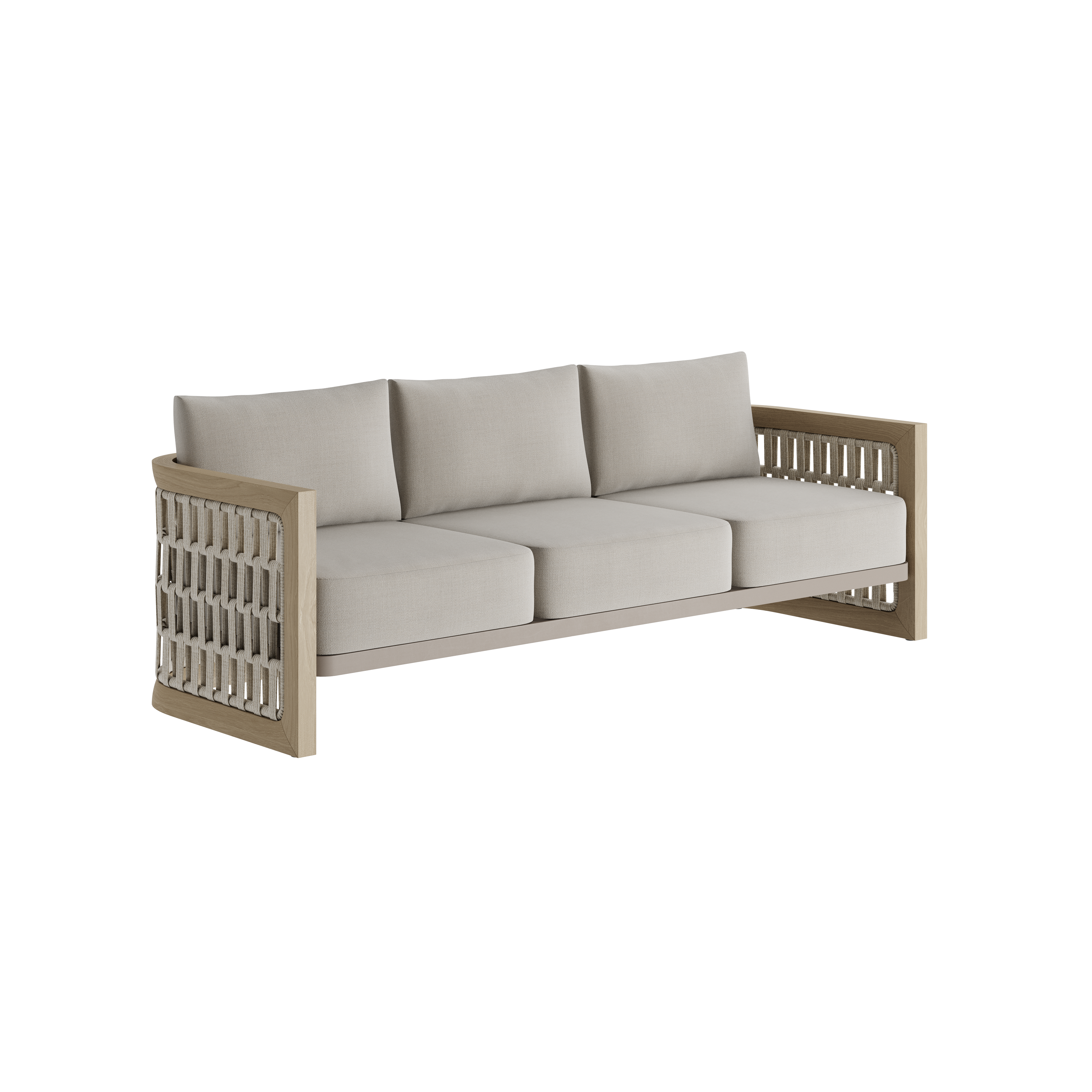 Solara Woven Light Teak Outdoor Sofa - 3 Seat Desert Canvas - 214cm outdoor lifestyle image 3