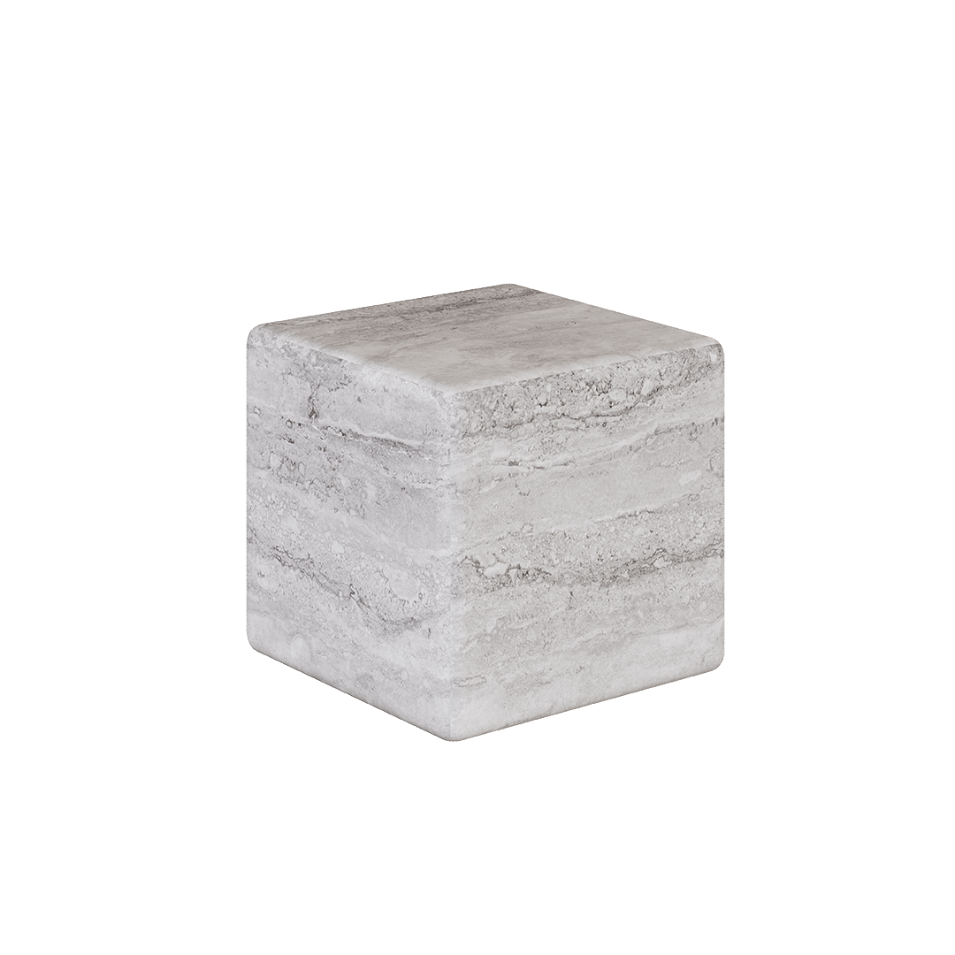 Solenne Travertine Accent Table - Grey - 28/39/54cm - Grey travertine garden table