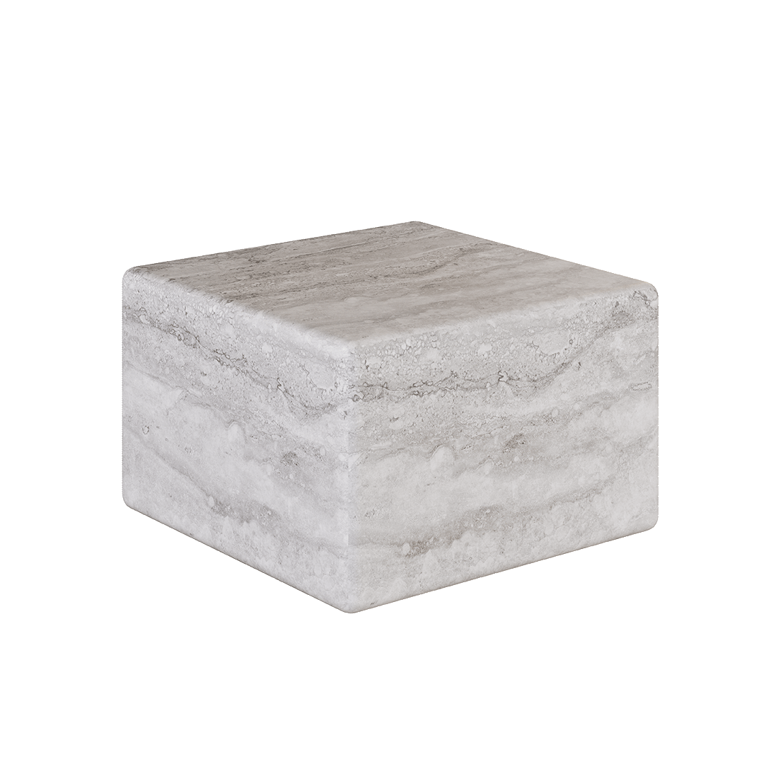 Solenne Travertine Accent Table - Grey - 28/39/54cm - Grey travertine garden table