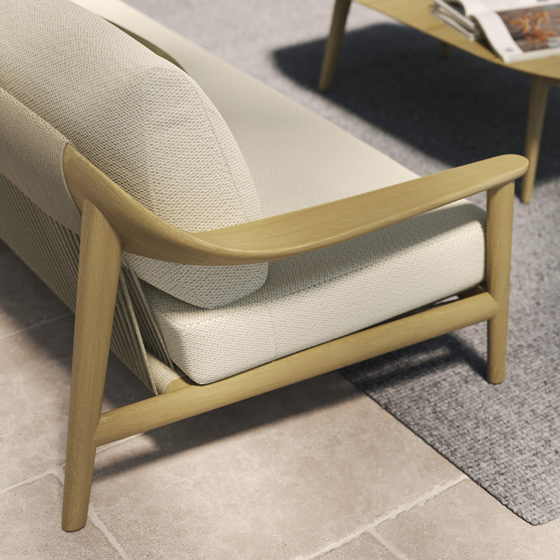 Tavera Light Teak Rope Outdoor Sofa - 3 Seat Oatmeal Weave - 230cm outdoor lifestyle image 3