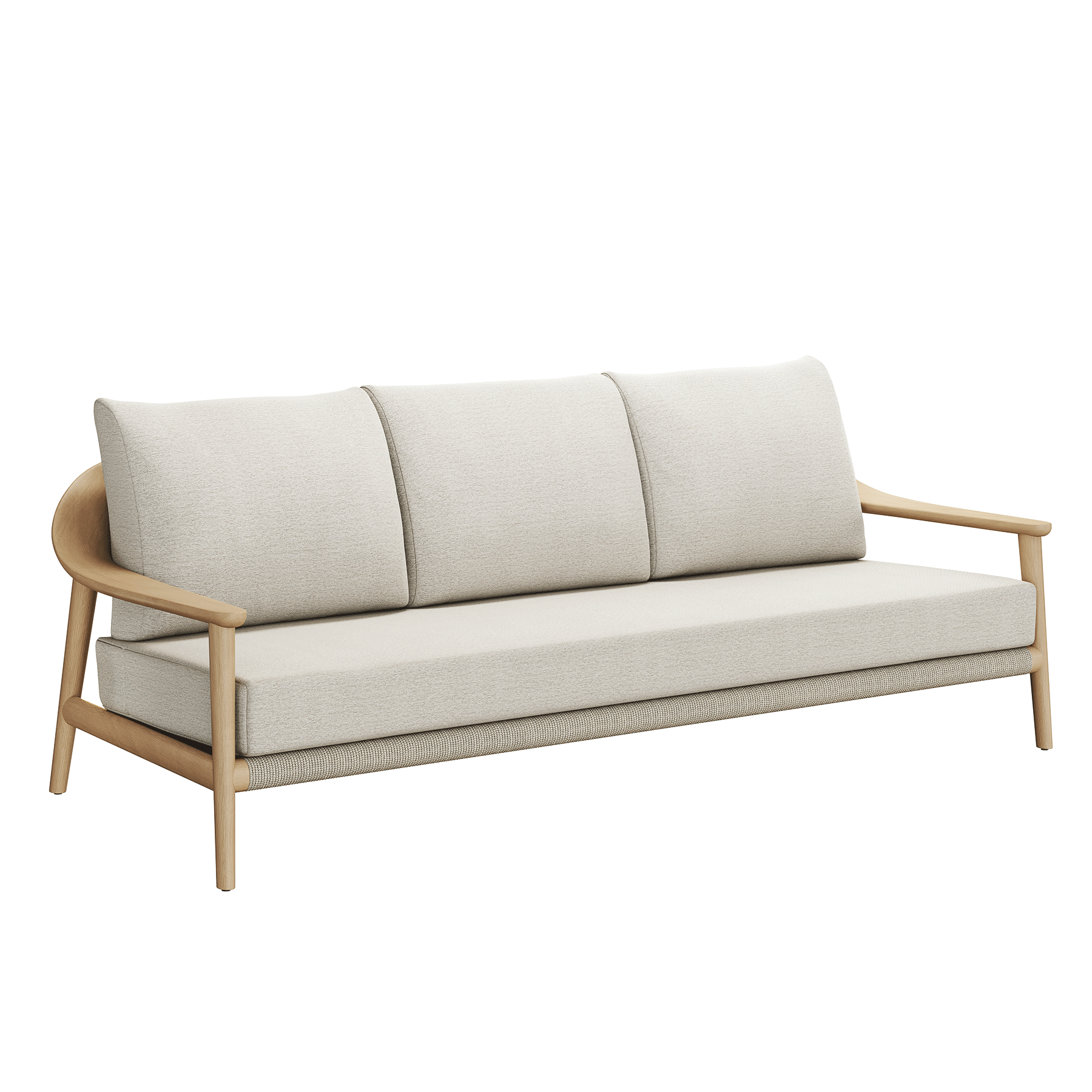 Tavera Light Teak Rope Outdoor Sofa - 3 Seat Oatmeal Weave - 230cm outdoor lifestyle image 4