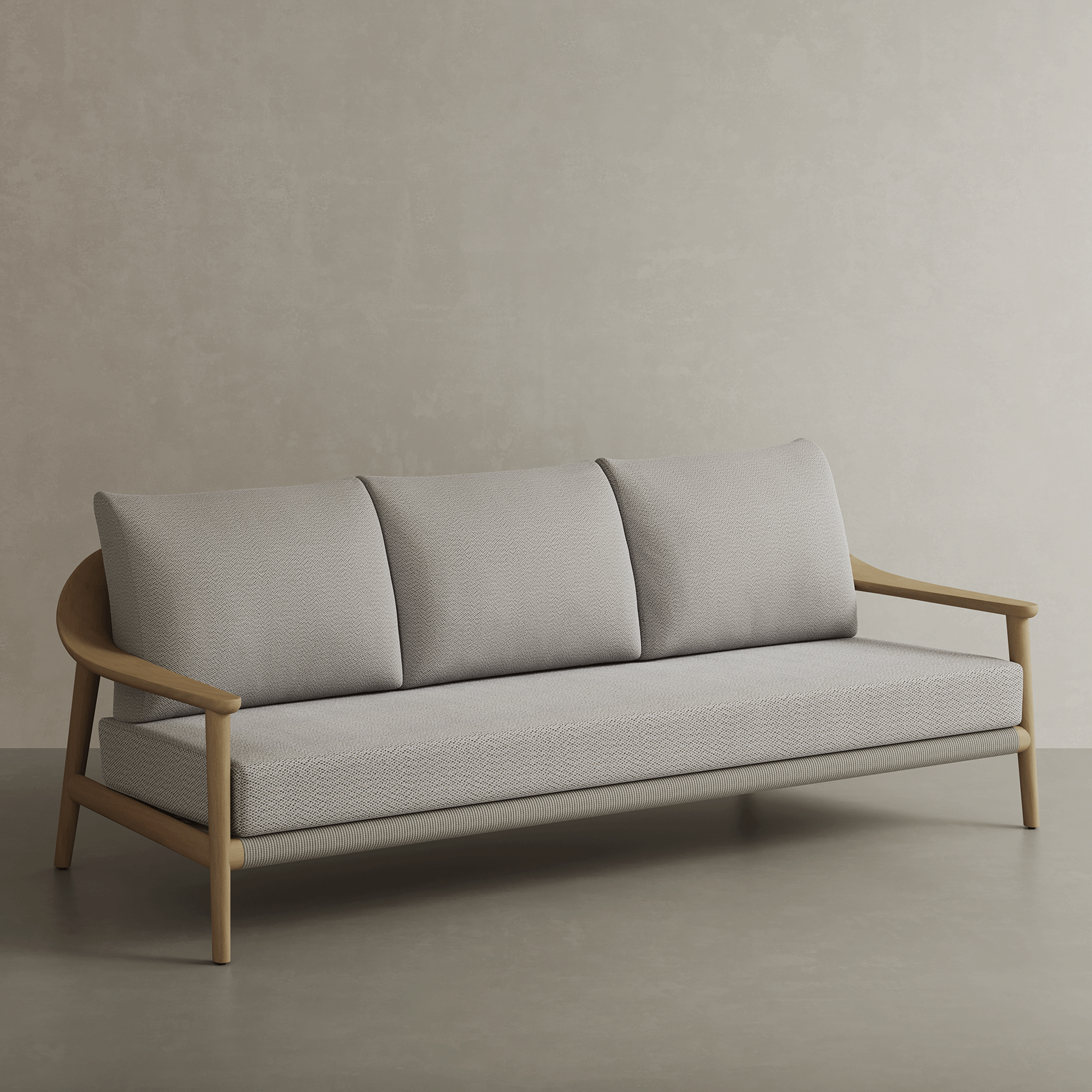 Tavera Light Teak Rope Outdoor Sofa - 3 Seat Oatmeal Weave - 230cm outdoor lifestyle image 1