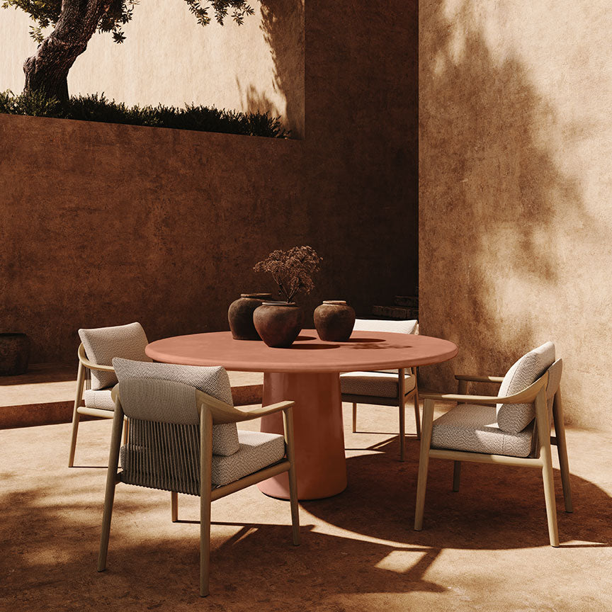 Terrano clay microskin 160cm round indoor outdoor dining table view 2