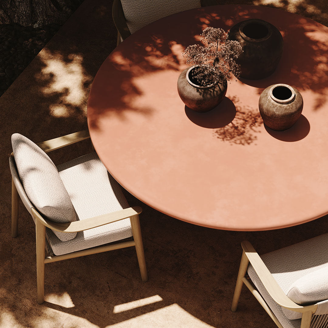 Terrano clay microskin 160cm round indoor outdoor dining table view 4