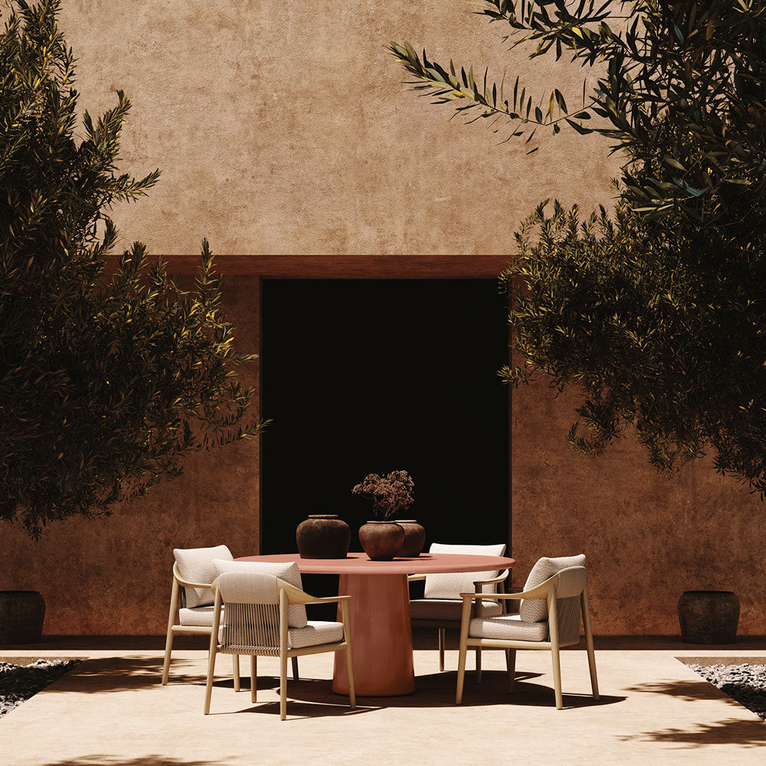 Terrano clay microskin 160cm round indoor outdoor dining table view 5