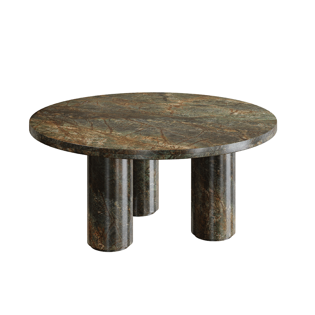 Verdelle Round Marble Coffee Table - Forest Green - 90cm - Forest Green marble garden table