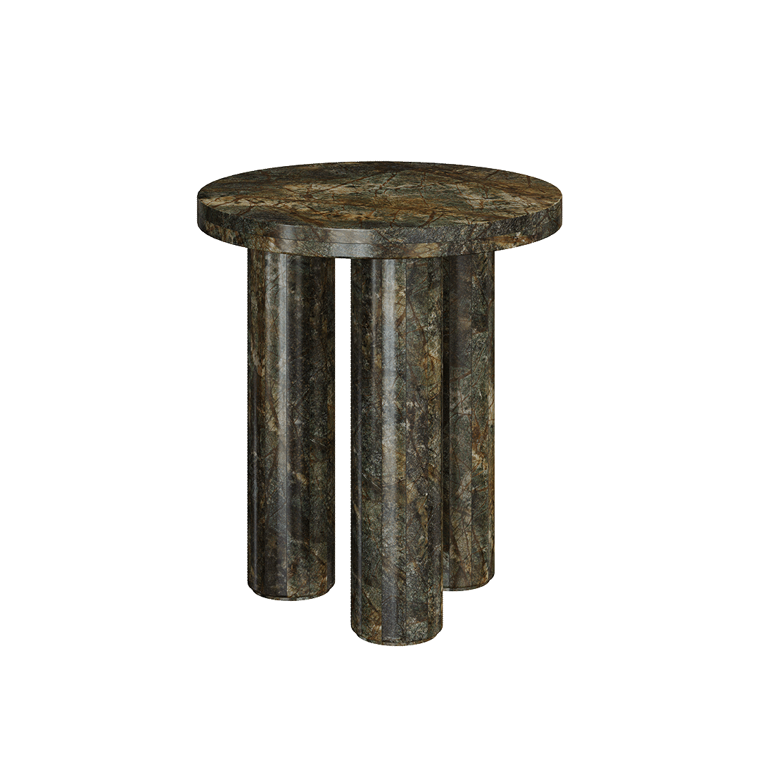 Verdora Forest Green Marble Side Table – 45cm - Forest green marble luxury side table image 2