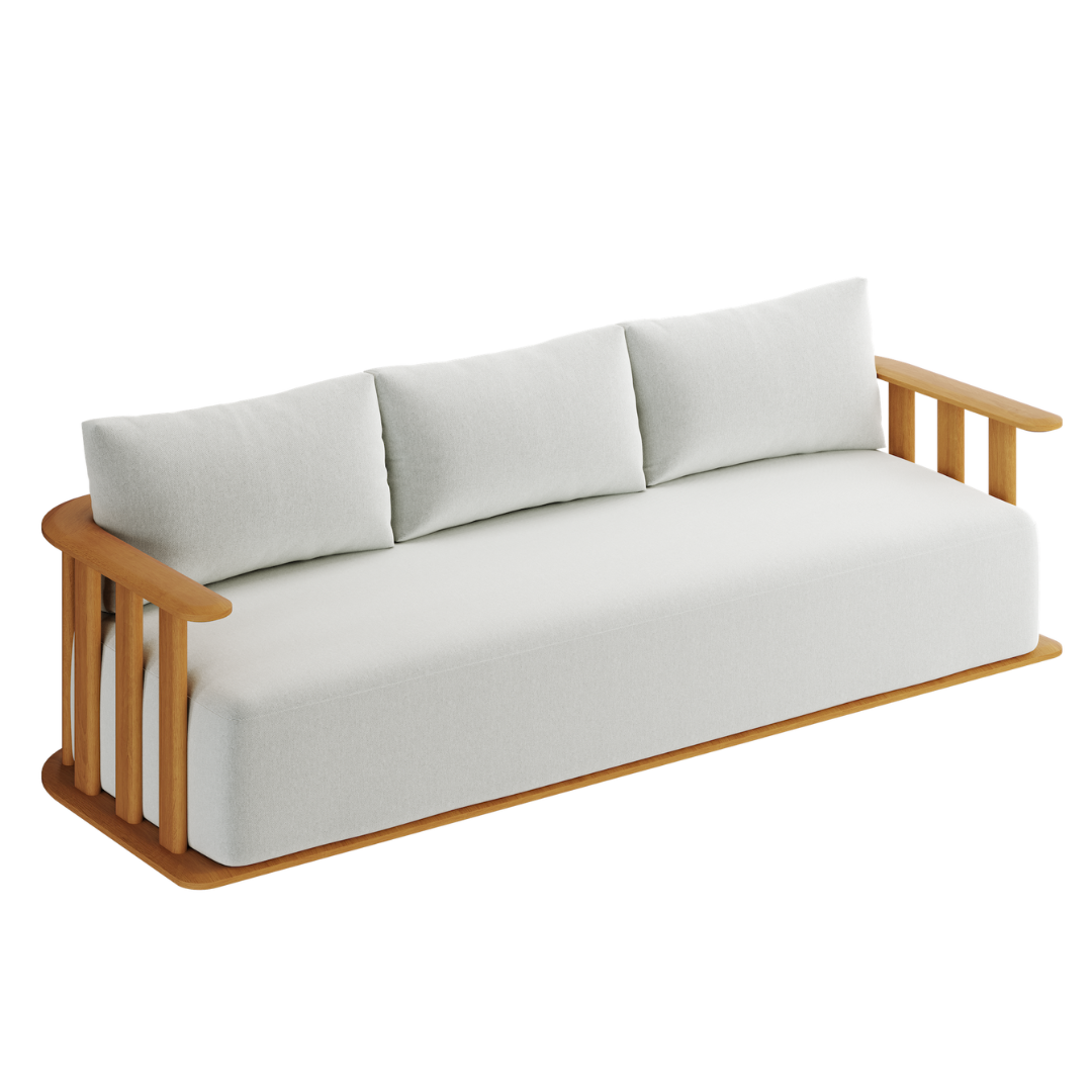 Virelle Medium Teak Outdoor Sofa - 3 Seat Oyster Canvas - 215cm outdoor lifestyle image 4